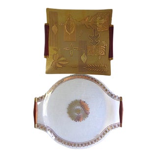 1960s Decorative Mid Century Glass Serving Platters by Georges Briard and Colony - a Pair For Sale