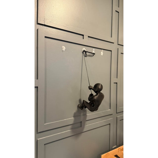 Modern Climbing Man 10 Inch Tall Black Wall Art For Sale - Image 3 of 3