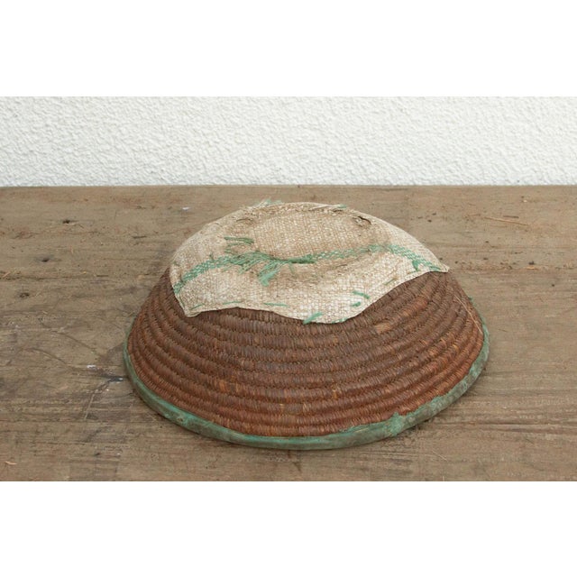 Rustic Coiled Basket With Textile Rim For Sale In Los Angeles - Image 6 of 7