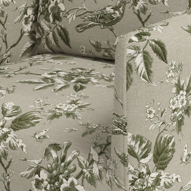Textile Stoffer Home x Cloth & Company Lindy Slipcover Dining Arm Chair in Michigan Bird Toile Olive For Sale - Image 7 of 7