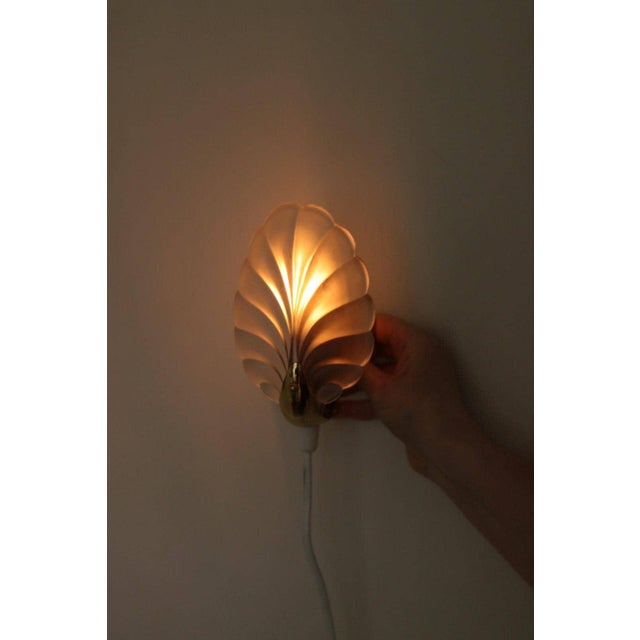 Art Deco Brass & Glass Shell Wall Lamps Denmark, 1930s Rewired, Working, E14, Set of 2 For Sale - Image 9 of 18
