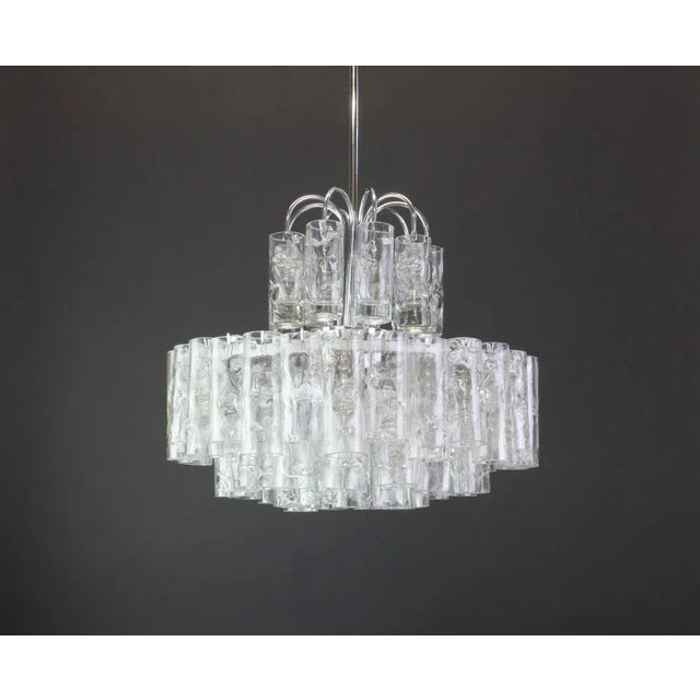 German Murano Ice Glass Tubes Chandelier by Doria, 1960s For Sale - Image 4 of 8