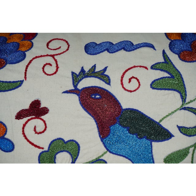 Bird Suzani Pillow Cover For Sale - Image 4 of 5