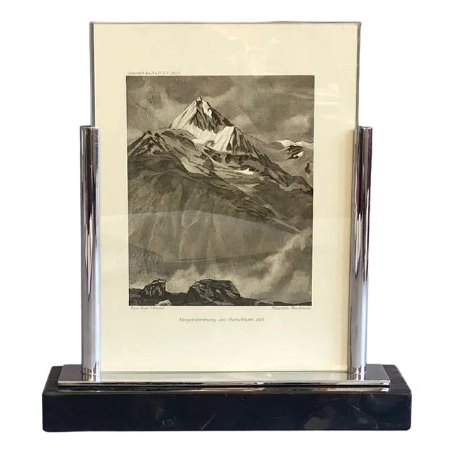 Art Deco Picture Frame in Marble and Chrome from WMF, 1920s For Sale
