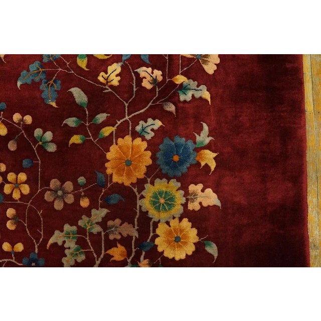 Ruby Red Antique Chinese Art Deco Rug For Sale - Image 8 of 9