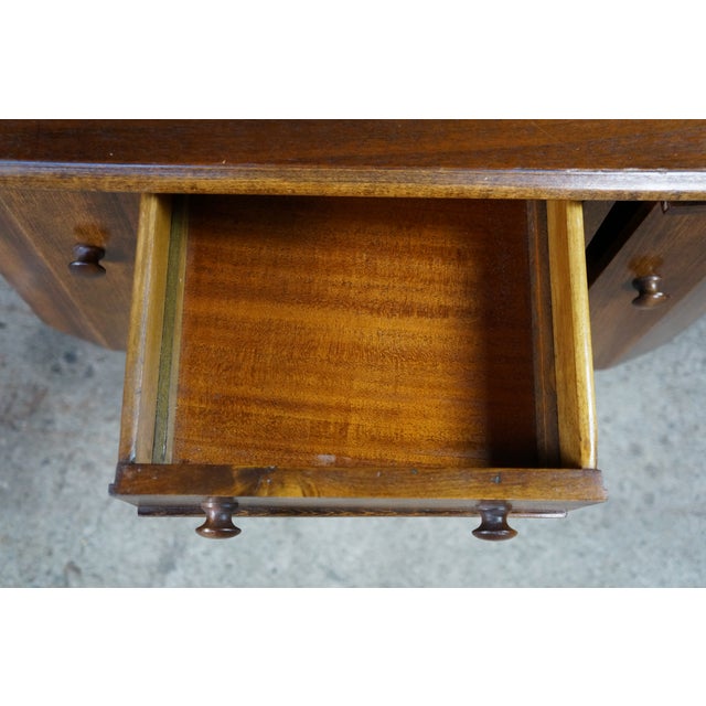Antique Martha Washington Walnut Spool Sewing Cabinet Chest Side Table Stand For Sale - Image 11 of 18