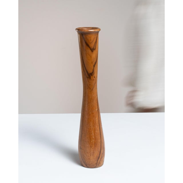 Wood Mid 20th Century Denmark Brown Wood Vase For Sale - Image 7 of 15