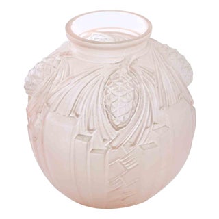 Art Deco Glass Globe Vase by De Cagny, 1930s For Sale