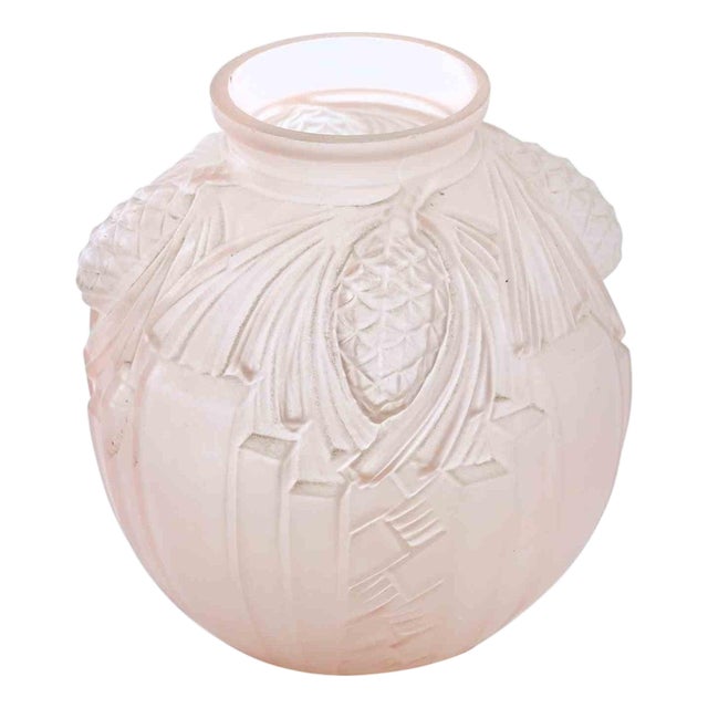 Art Deco Glass Globe Vase by De Cagny, 1930s For Sale