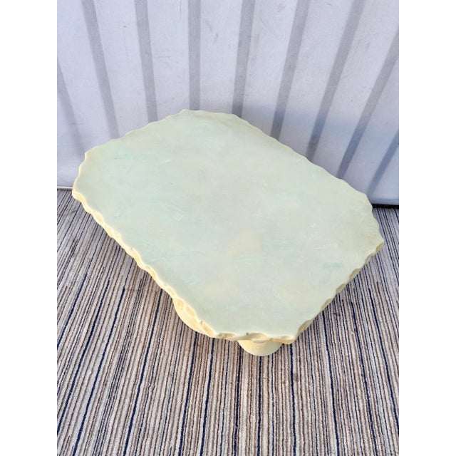 Rare Vintage Post Modern/ Brutalist Faux Marble Resin Side Table. Circa 1980s This Unique table features a T-shape with...