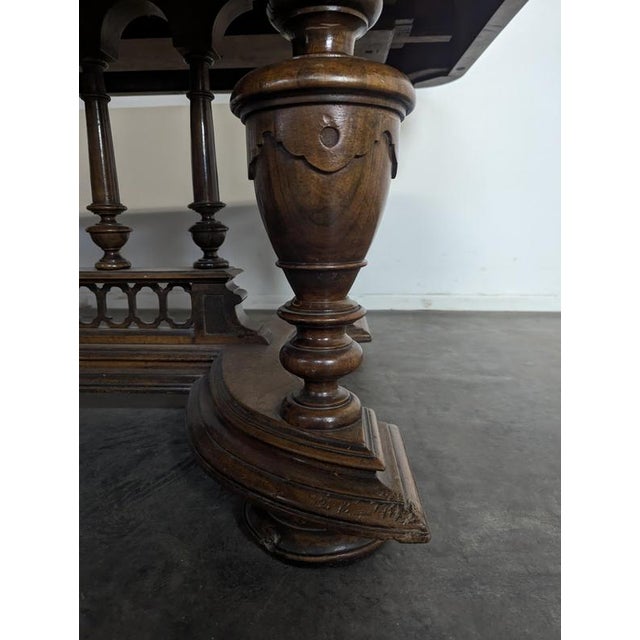 Brown Renaissance Table in Solid Walnut For Sale - Image 8 of 10