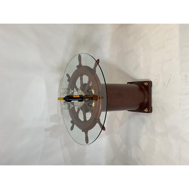 Antique Ships Wheel and Binnacle Table For Sale - Image 4 of 6