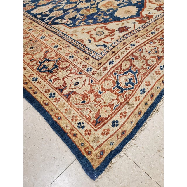 Antique Persian Sultanabad Handmade Oriental Light Blue & Terracotta Rug For Sale - Image 11 of 12
