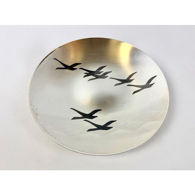 Mid-Century Modern Mid-Century Modern Silver Plated Ikora Wall Plate with Wildgoose from WMF, 1960s For Sale - Image 3 of 9