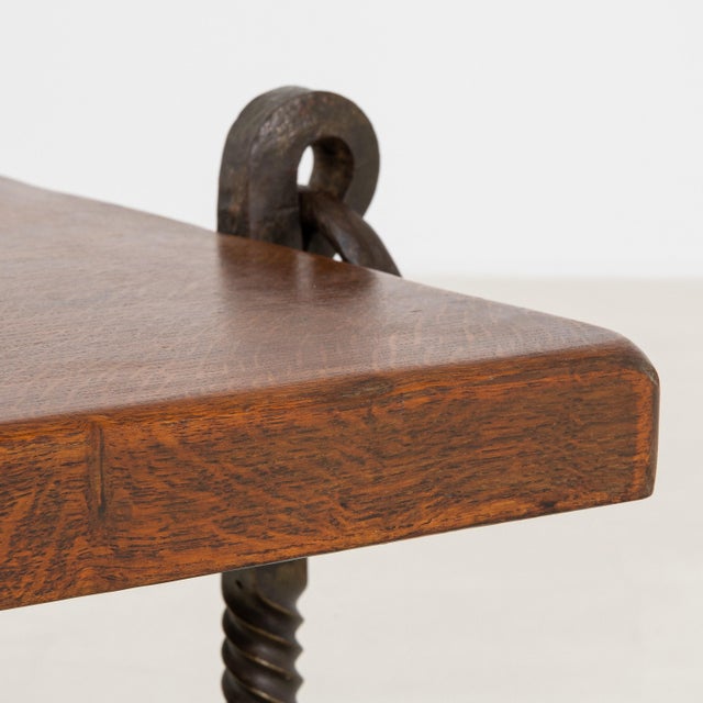 Brutalist Coffee Table with Wrought Iron Base, Antique, France, Circa 1970 For Sale - Image 4 of 11