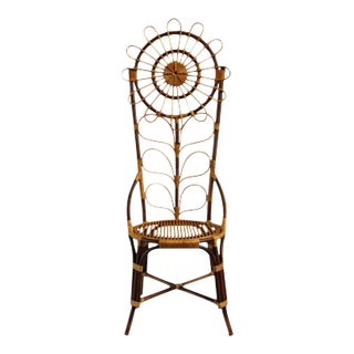 Vintage Tall Bamboo Boho Sunflower Chair For Sale