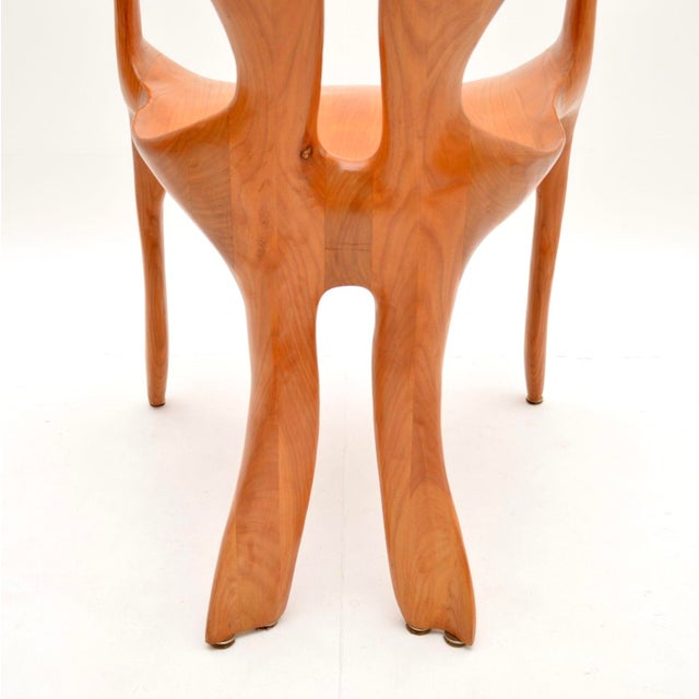 Italian Sculptural Armchair in Elm, 1970s For Sale - Image 10 of 11