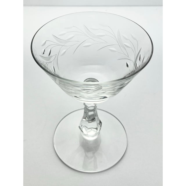 1950s 1950s Fostoria “Bridal Wreath” Set of 5 Coupe Champagne Glasses For Sale - Image 5 of 6
