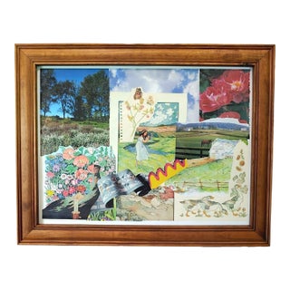 Gone With the Southern Wind Contemporary Handmade Paper Collage Made Using Vintage Ephemeria Framed Under Glass For Sale