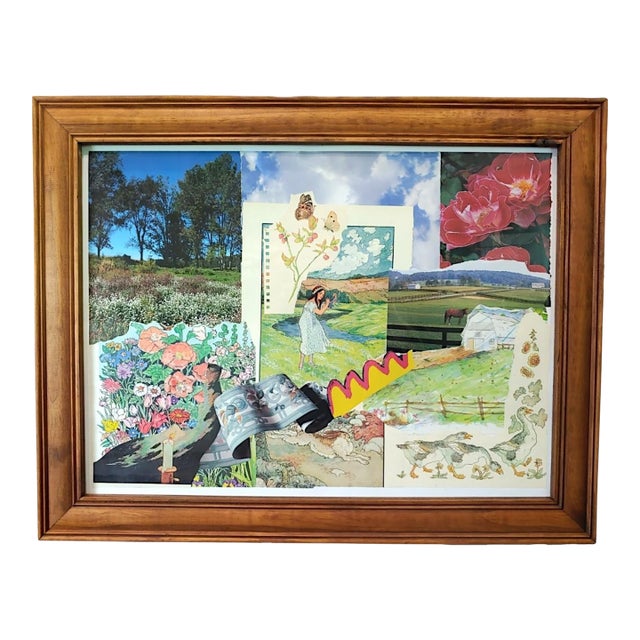 Gone With the Southern Wind Contemporary Handmade Paper Collage Made Using Vintage Ephemeria Framed Under Glass For Sale