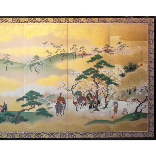 Japanese "Falconry", After Kano Tsunenobu, 1960s Showa Era Japanese Byobu Screen For Sale - Image 3 of 18