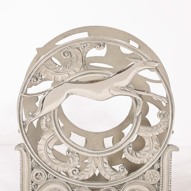 Art Deco Nickeled Bronze Magazine Stand of Stylized Leaping Greyhound For Sale - Image 12 of 15