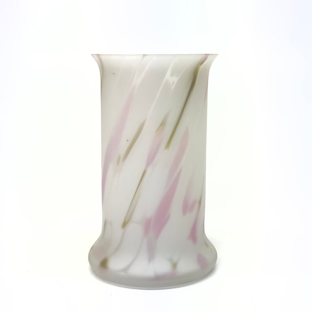 Matte Frosted Pink & White Art Glass Vessel Curation - Group of 5 For Sale - Image 11 of 16