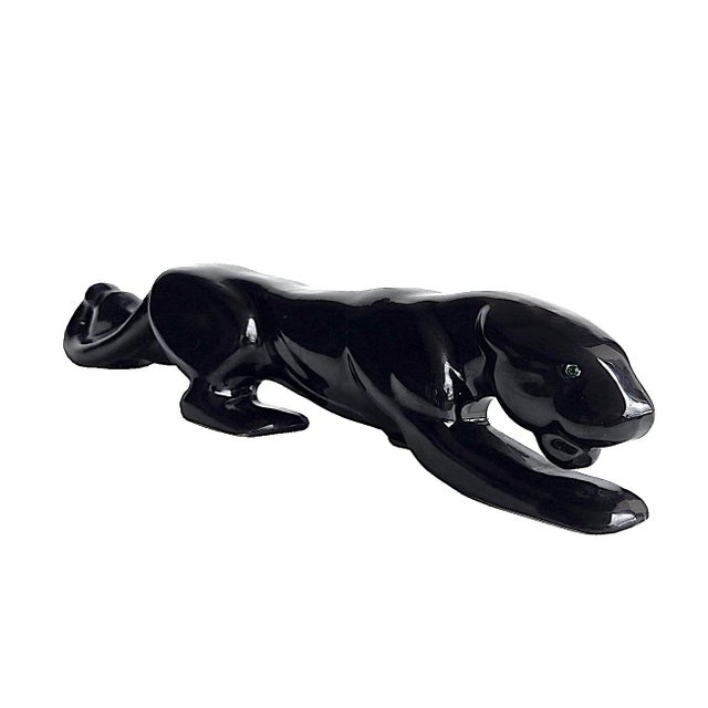 Vintage Royal Haeger Crouching Black Panther Ceramic Figurine For Sale - Image 10 of 14