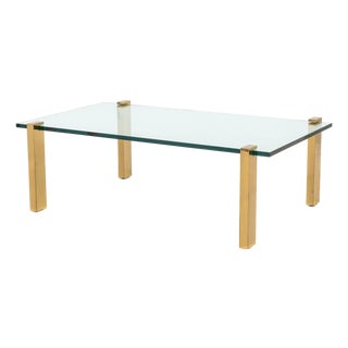 Peter Ghyczy Style Brass and Glass Coffee Table For Sale