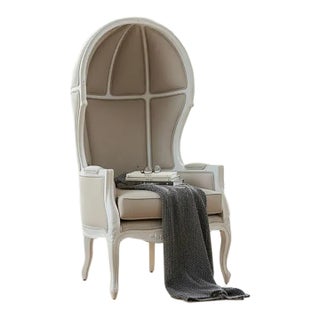 French Louis XV Style Upholstered Porter Balloon Chair For Sale