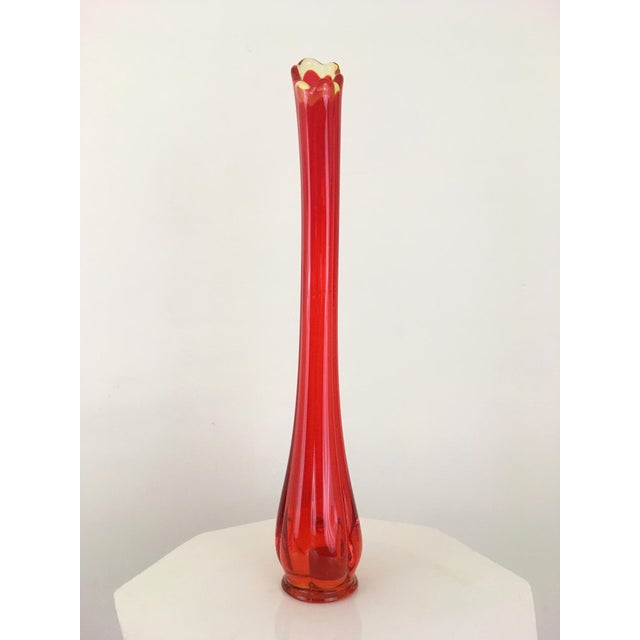 Vintage Mid Century Modern Sculptural Red Glass Vase Chairish