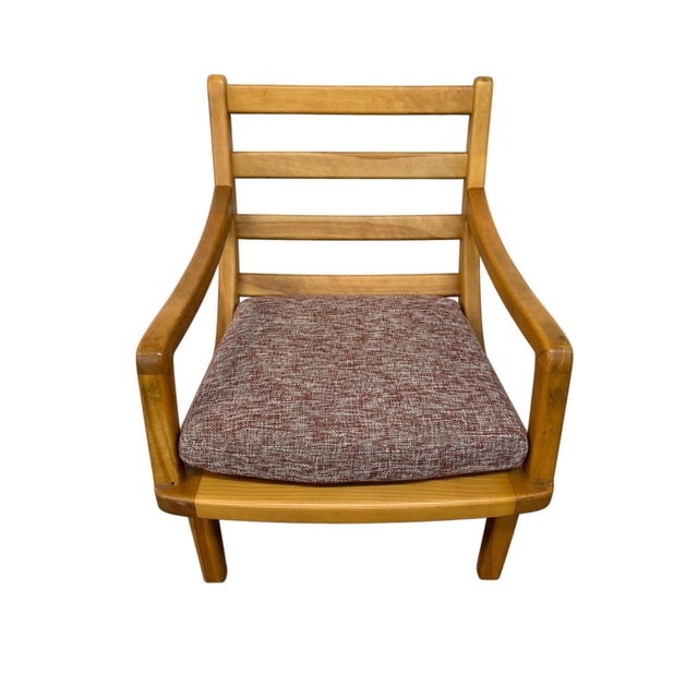 Vintage Heywood Wakefield Style Solid Wood Lounge Chair - Reupholstered! For Sale In Philadelphia - Image 6 of 7