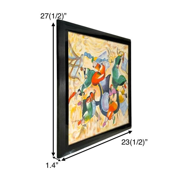 This vintage abstract expressionist painting by N. Harris is a dynamic and unique piece of art that captures the essence...