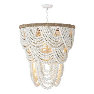 Lorelei Wood Bead Chandelier, White For Sale