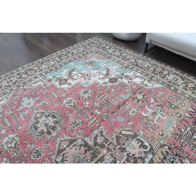 1970s 1970s Vintage Persian Handmade Wool Cotton Light Pink Area Rug For Sale - Image 5 of 11