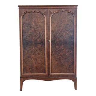 1920s Burled Walnut Armoire Wardrobe by Widdicomb For Sale
