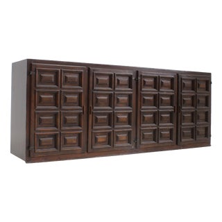 Vintage Brutalist Spanish Credenza, 1970s For Sale