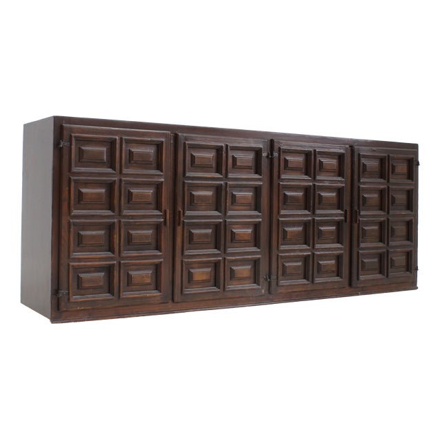 Vintage Brutalist Spanish Credenza, 1970s For Sale