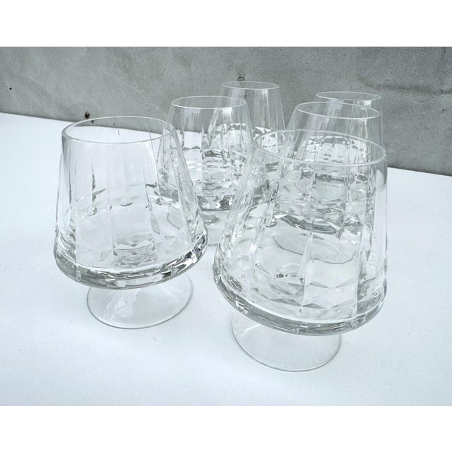 Vintage Cut Crystal Cognac Glasses, 1970s, Set of 6 For Sale - Image 8 of 14