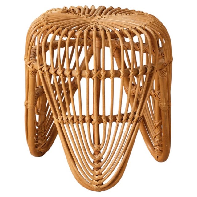Wood Rattan Stool, Denmark, 1960s For Sale - Image 7 of 7