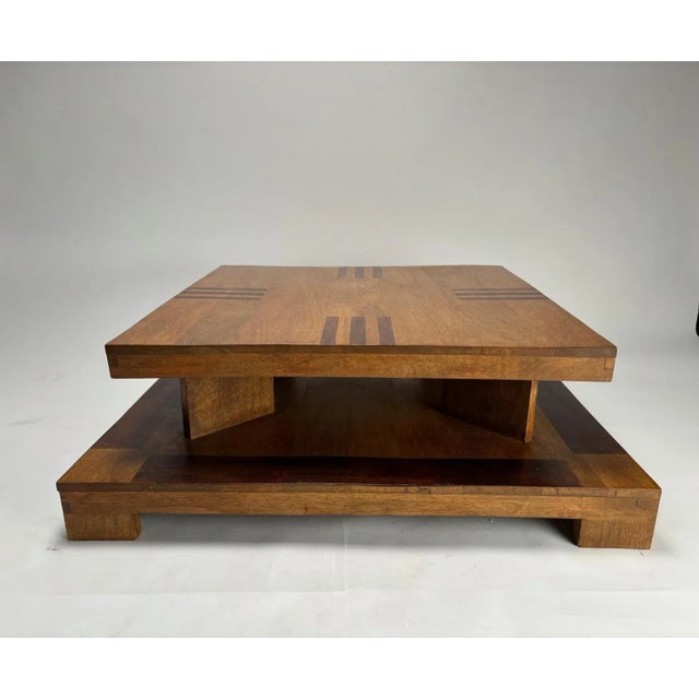 Sculptural Coffee Table Décon in wood, Italy Rare and monumental two-tier coffee table in Art Deco style, elegant and...