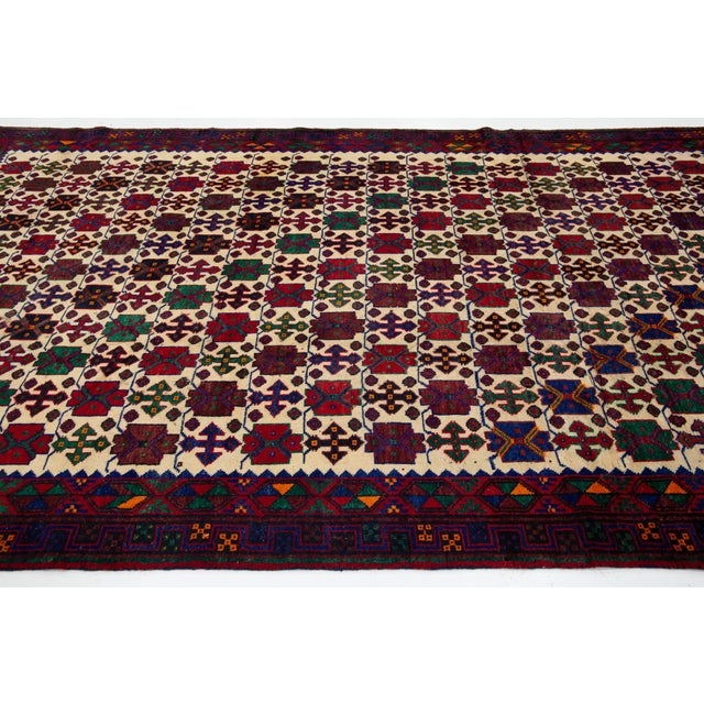 Vintage Bidjar Handmade Multicolor Geometric Wool Rug For Sale In New York - Image 6 of 8