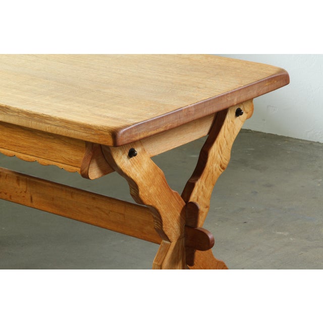 Baroque Small Vintage Brutalist Oak Writing Desk, Denmark, 1960s For Sale - Image 3 of 17