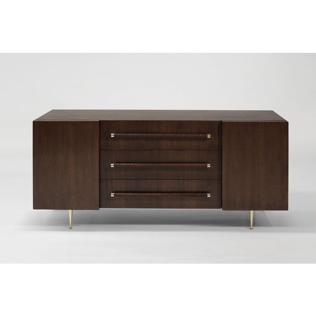 Designed by T.H. Robsjohn-Gibbings for Widdicomb, circa 1950-1959, this vintage walnut dresser showcases refined Mid-...