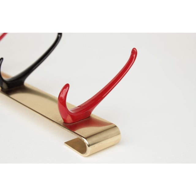 Mid-20th Century Wall-Mounted Coat Rack in Red and Black, 1950s For Sale - Image 6 of 11