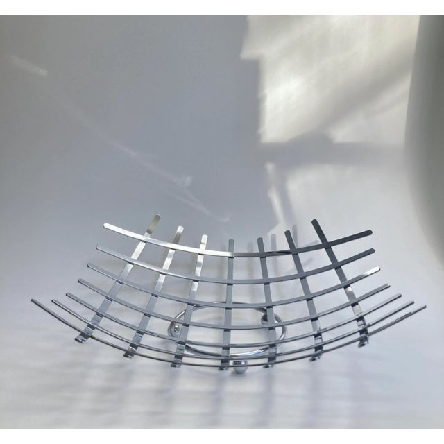 Vintage Modern Curved Criss Cross Chrome Fruit Basket For Sale - Image 12 of 13