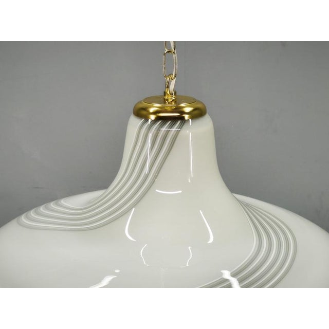 Gold Italian Murano Glass Swirl Pendant Light with Brass, 1970s For Sale - Image 8 of 12
