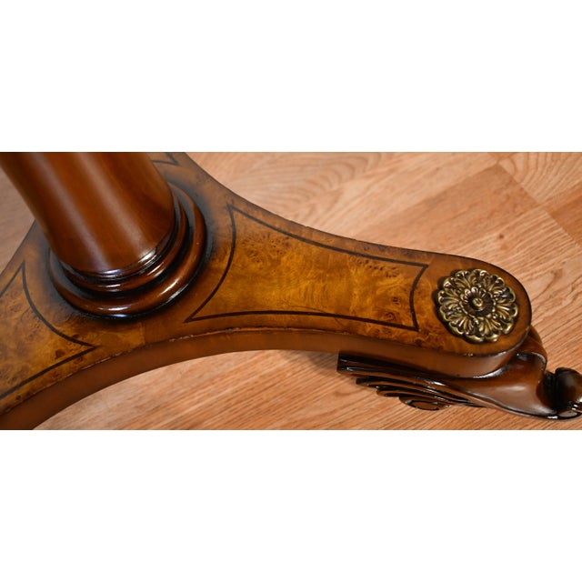 1930s Pair of 1930s English Regency Style Burl Maple Accent Tables Side Tables For Sale - Image 5 of 16