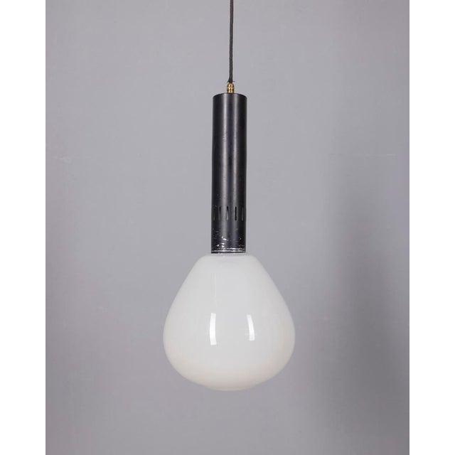 Black Vintage Italian Metal and Glass Pendant Lamp, 1970s For Sale - Image 8 of 8