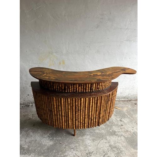 Mid-Century Handcrafted Bamboo Tiki Bar and Stools, Set of 5 For Sale - Image 14 of 14